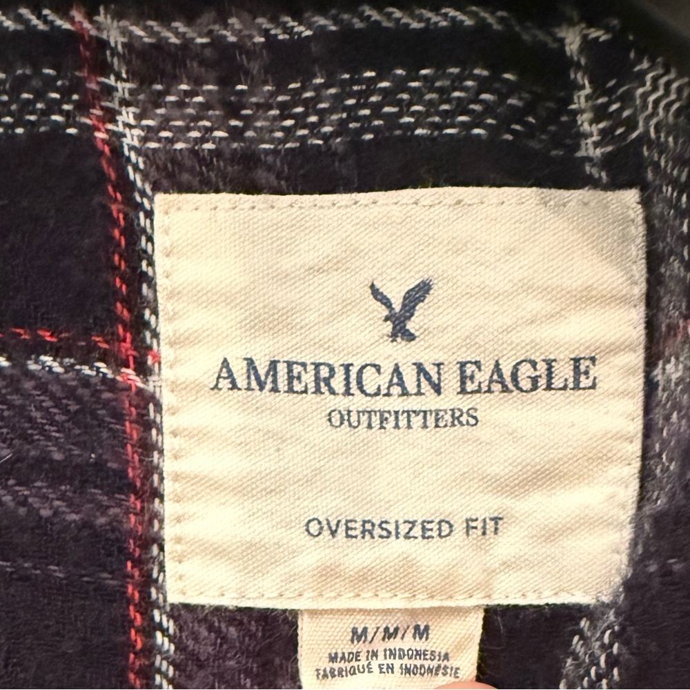 American Eagle Outfitters Black Plaid Button Down Shirt with Floral Embroidery - Picture 4 of 4